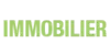 Texte vert 'IMMOBILIER' sur fond blanc